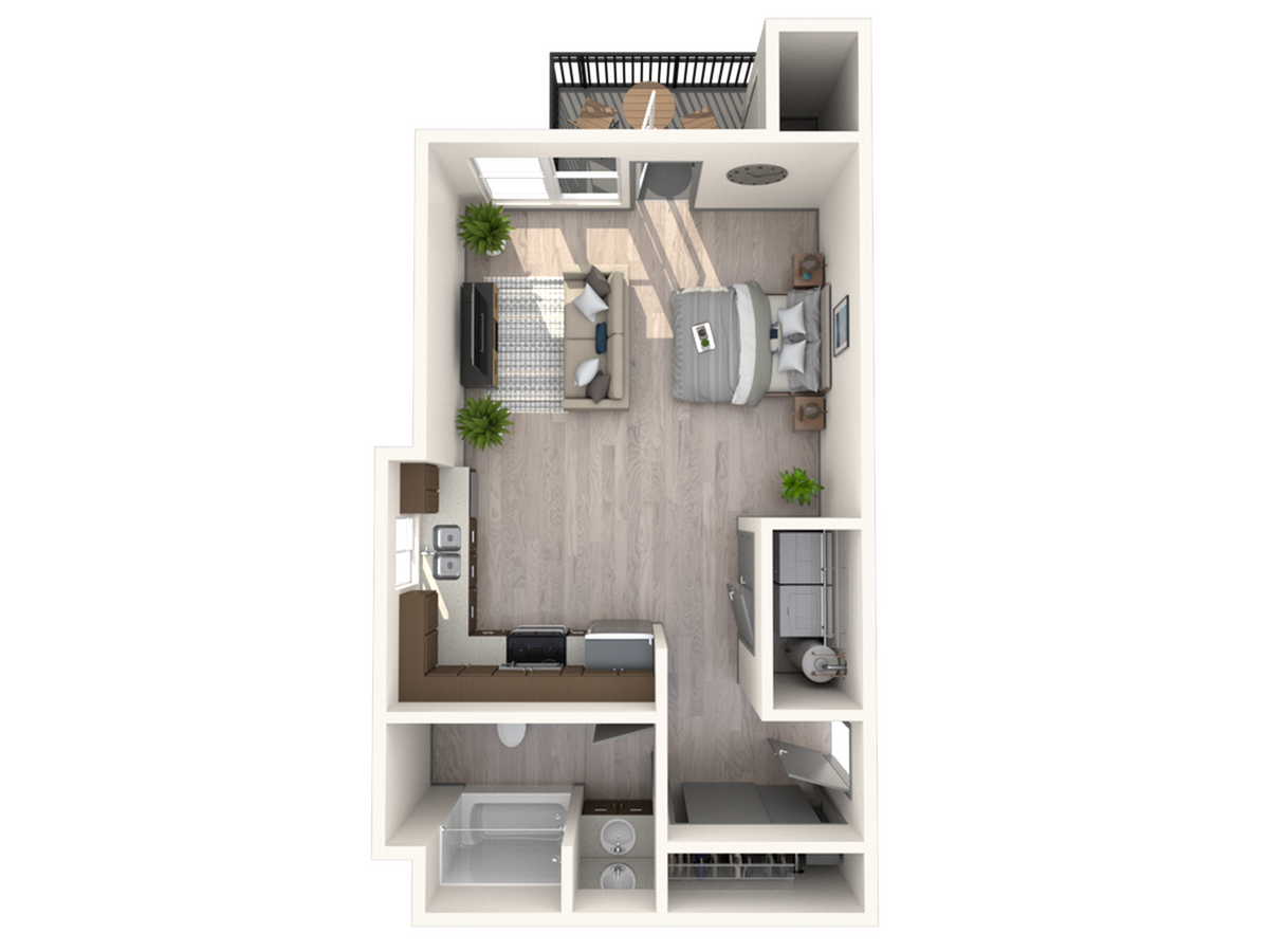 Floorplan diagram for Elevated Five74, showing Studio