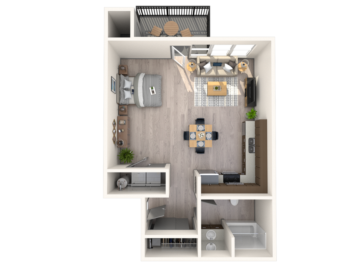 Floorplan diagram for Elevated Six50, showing Studio