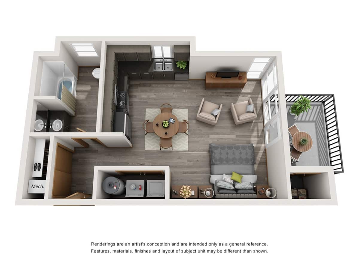 Floorplan diagram for Signature Five74, showing Studio