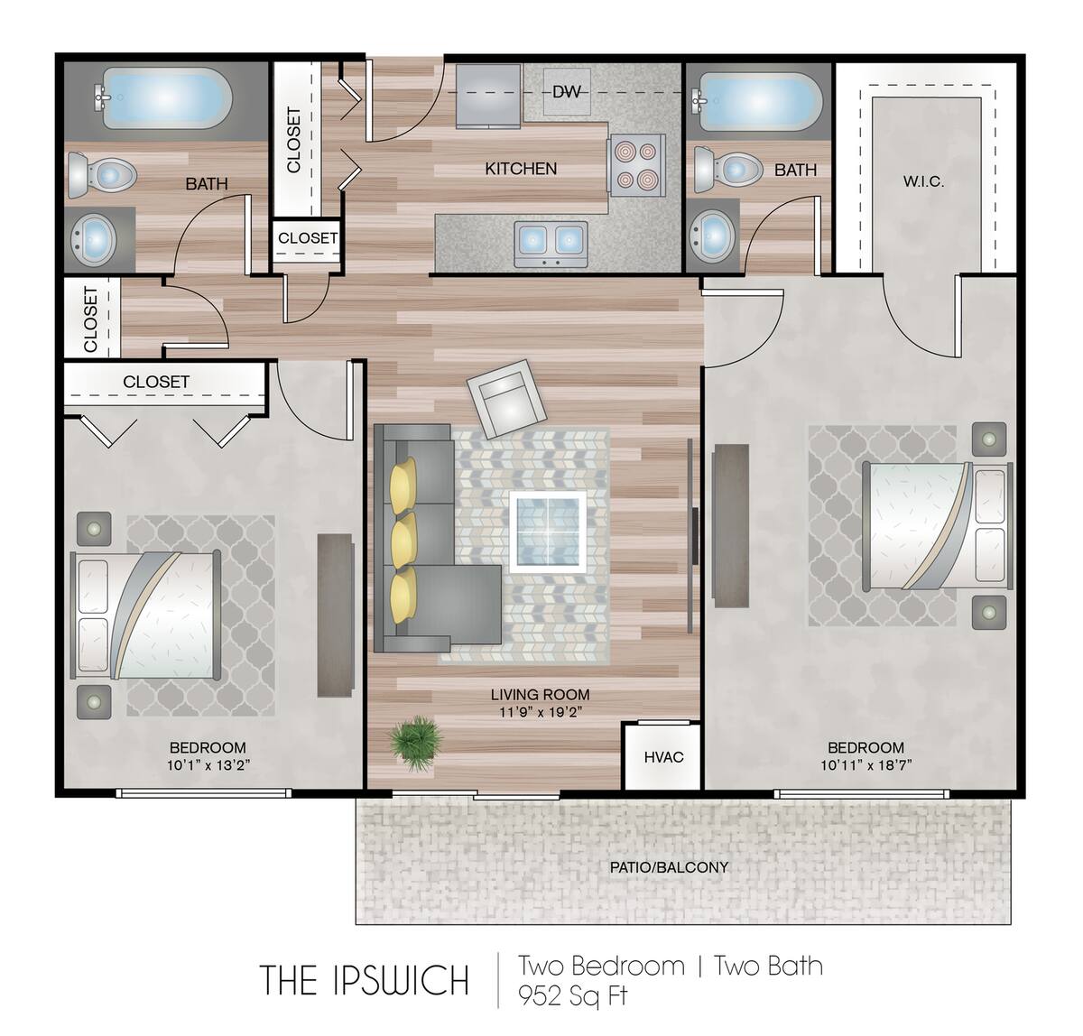 Floorplan diagram for Ipswich Tower, showing 2 bedroom