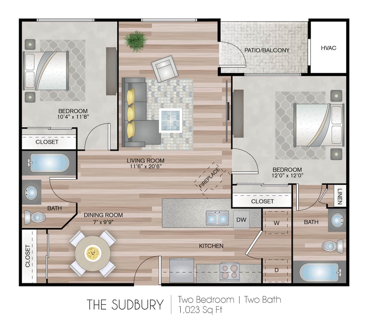 Floorplan diagram for Sudbury Garden, showing 2 bedroom