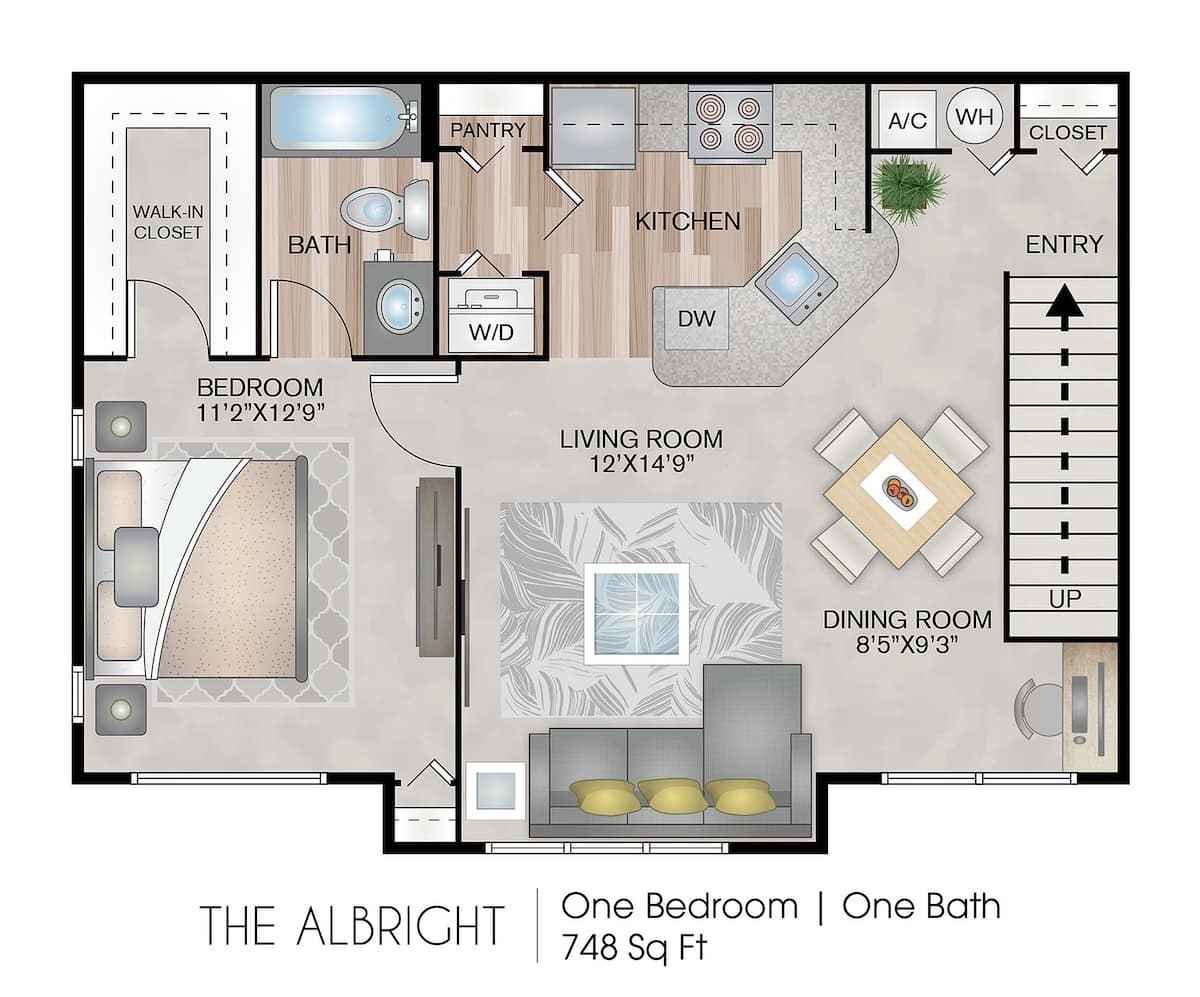 Floorplan diagram for The Albright, showing 1 bedroom