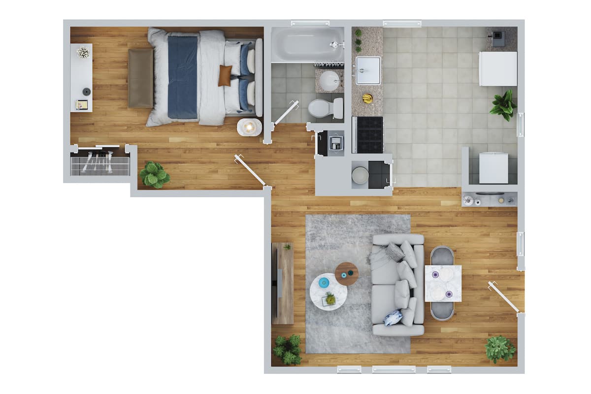 Floorplan diagram for The Kennebunk, showing 1 bedroom