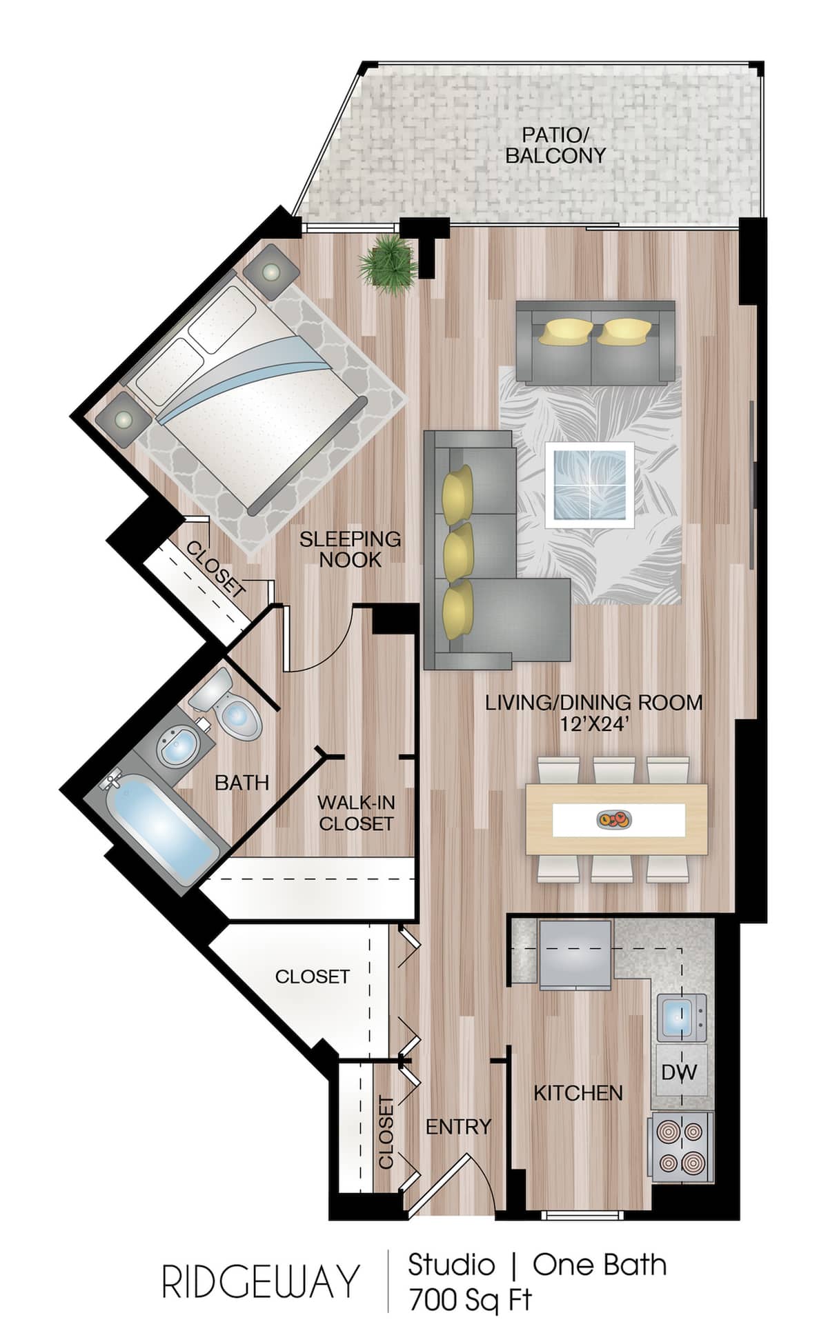 Floorplan diagram for Ridgeway, showing Studio