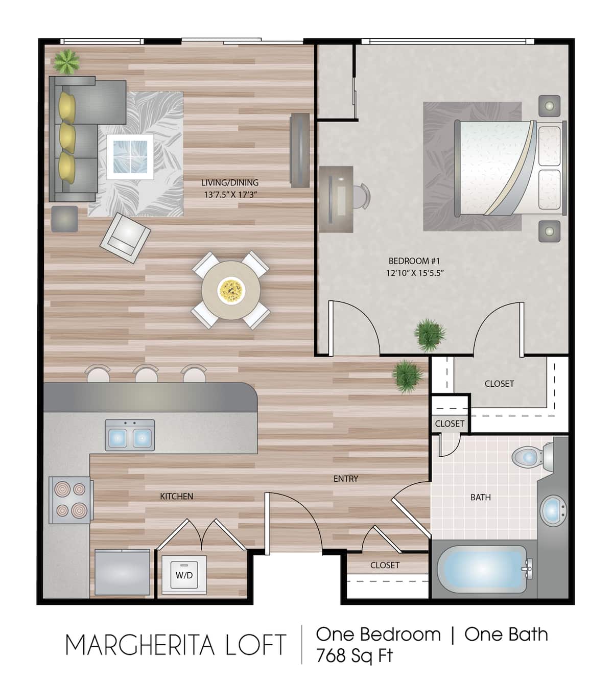 Floorplan diagram for Margherita Loft, showing 1 bedroom