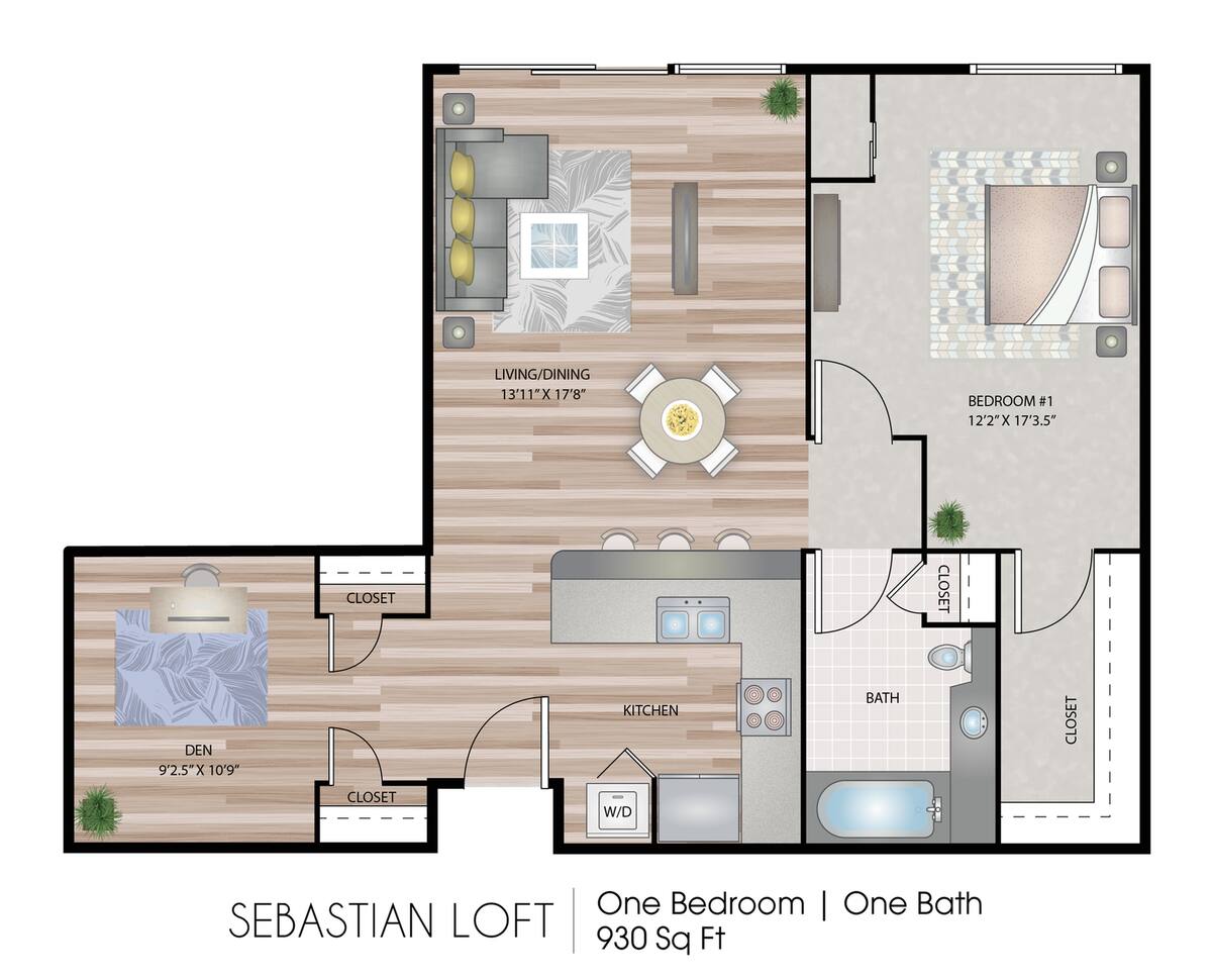 Floorplan diagram for Sebastian Loft, showing 1 bedroom