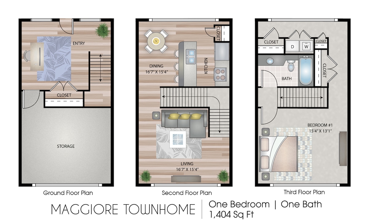 Floorplan diagram for Maggiore Townhome, showing 1 bedroom