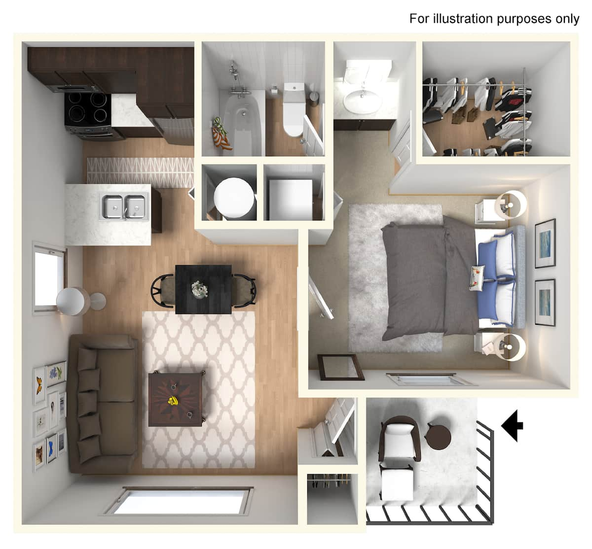 Floorplan diagram for Junior, showing 1 bedroom