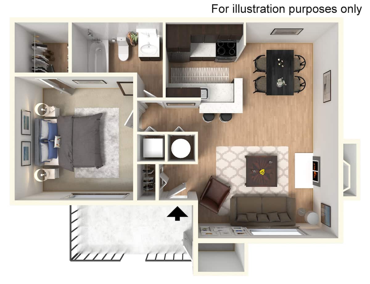 Floorplan diagram for Chesapeake, showing 1 bedroom