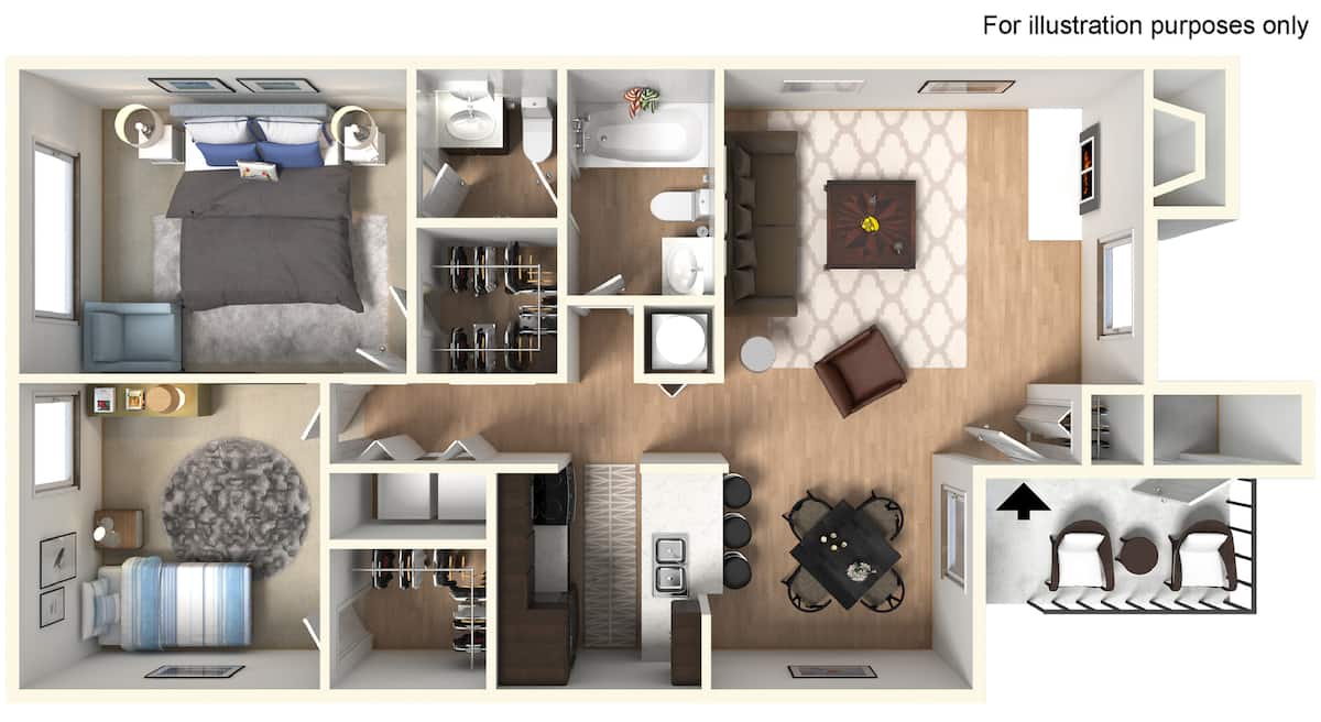 Floorplan diagram for Hudson, showing 2 bedroom