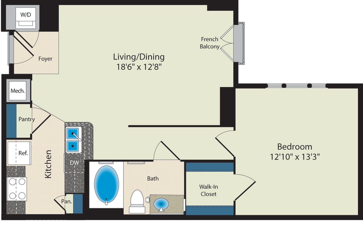 Floorplan diagram for The Taft - MPDU, showing 1 bedroom