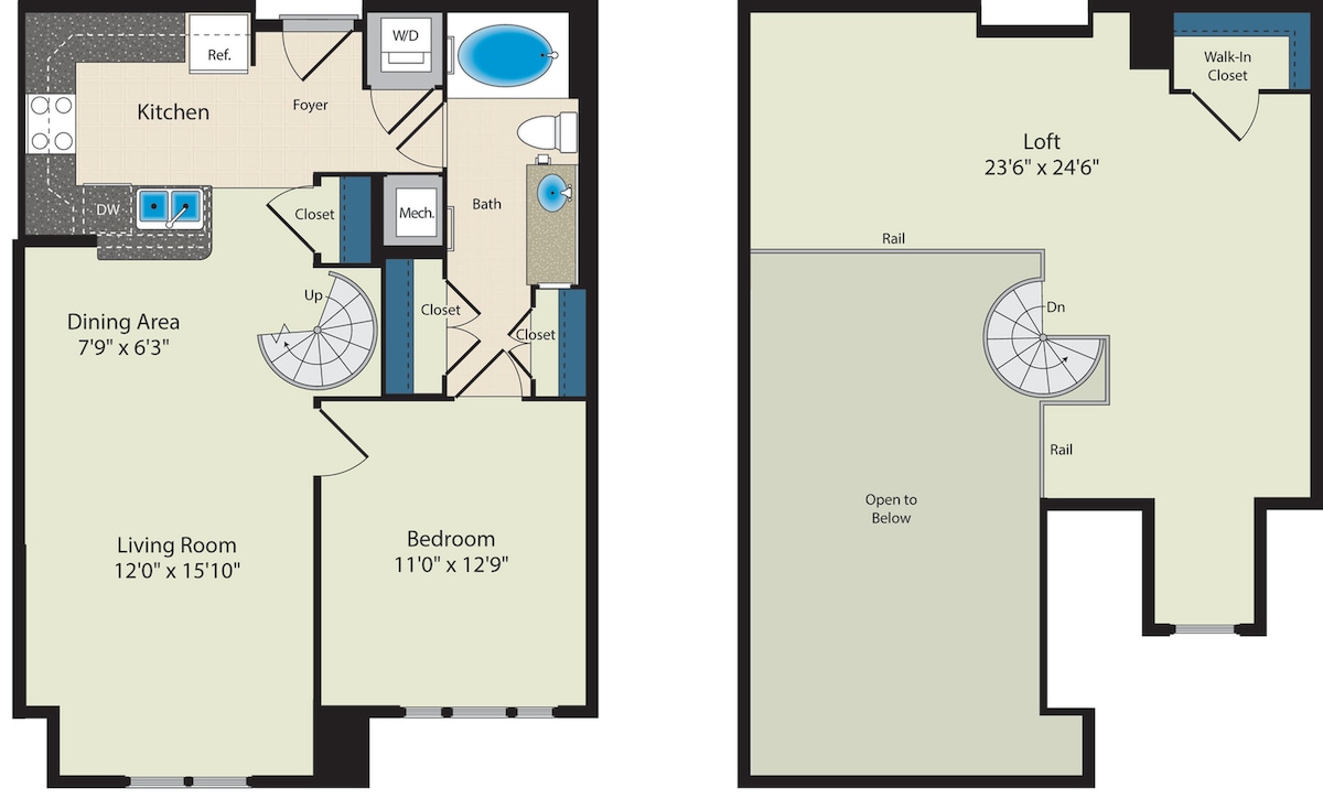 Floorplan diagram for The Grant, showing 1 bedroom