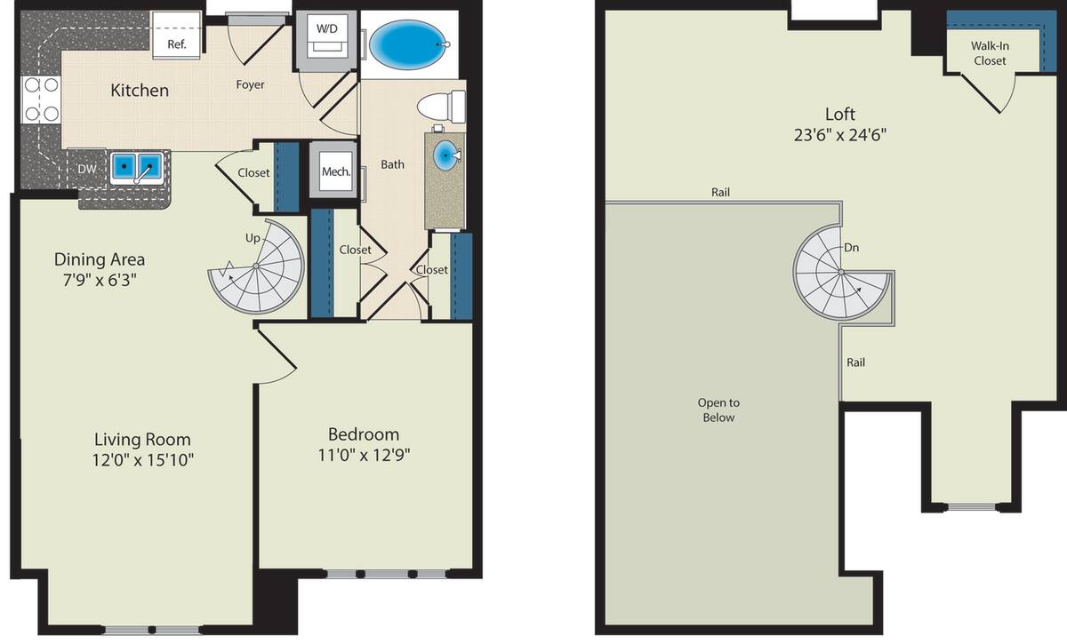 Floorplan diagram for The Grant, showing 1 bedroom
