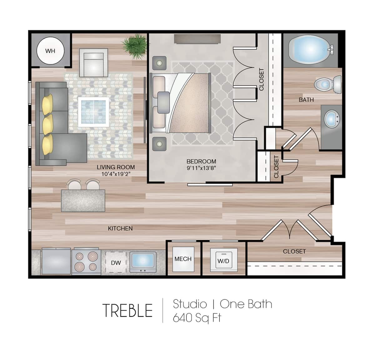 Floorplan diagram for Treble, showing Studio