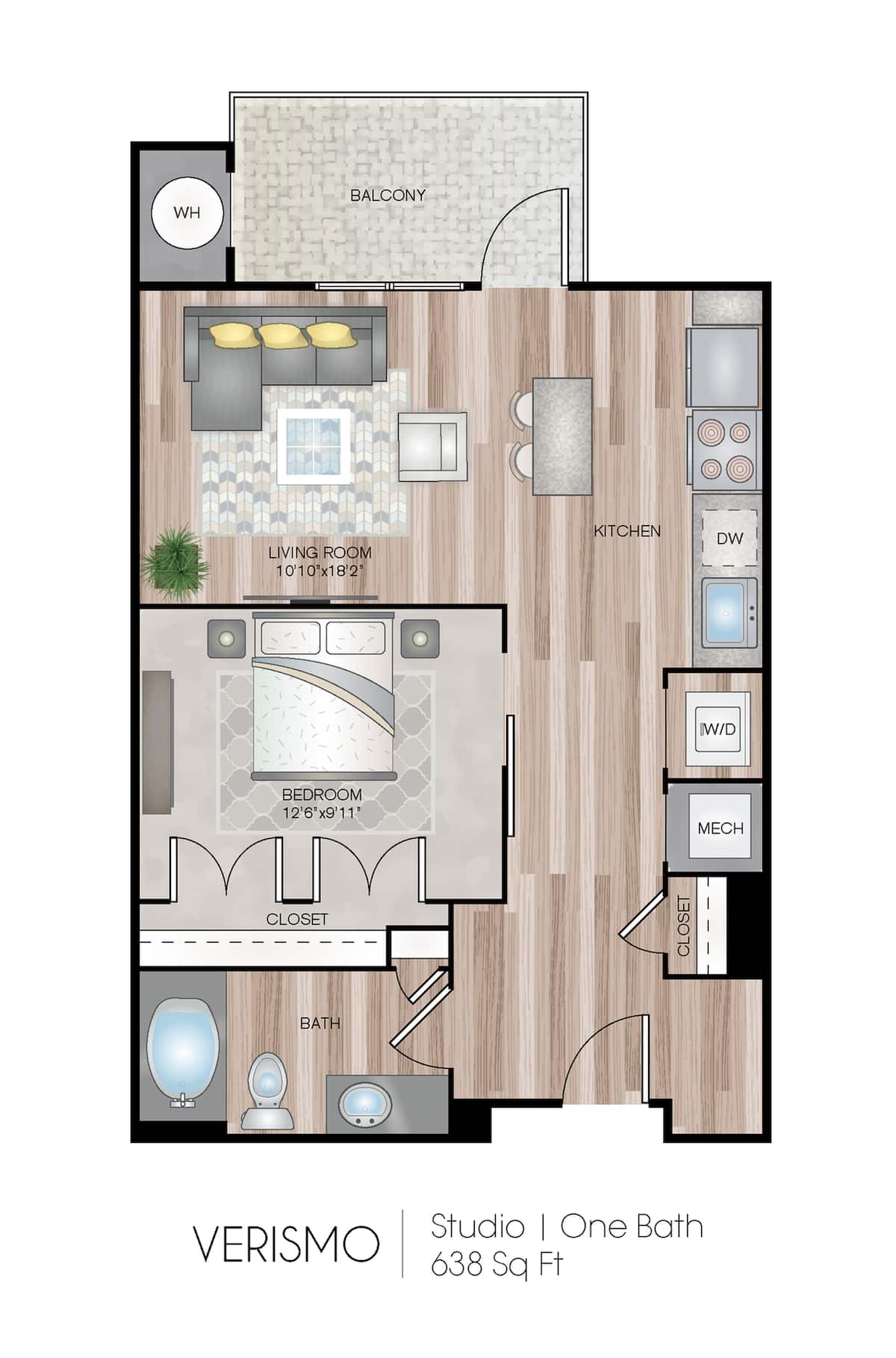 Floorplan diagram for Verismo, showing Studio