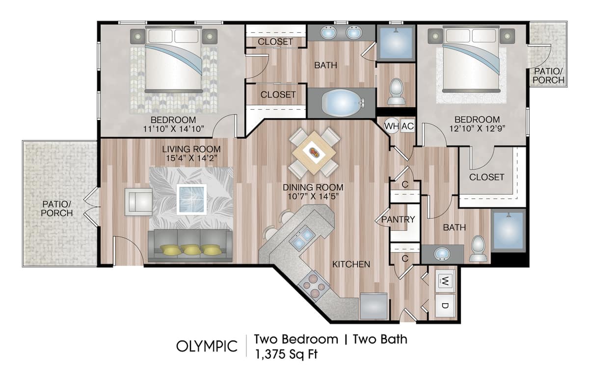 Floorplan diagram for OLYMPIC, showing 2 bedroom