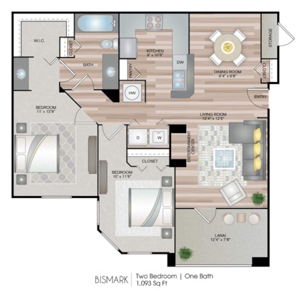 Floorplan diagram for Bismark, showing 2 bedroom