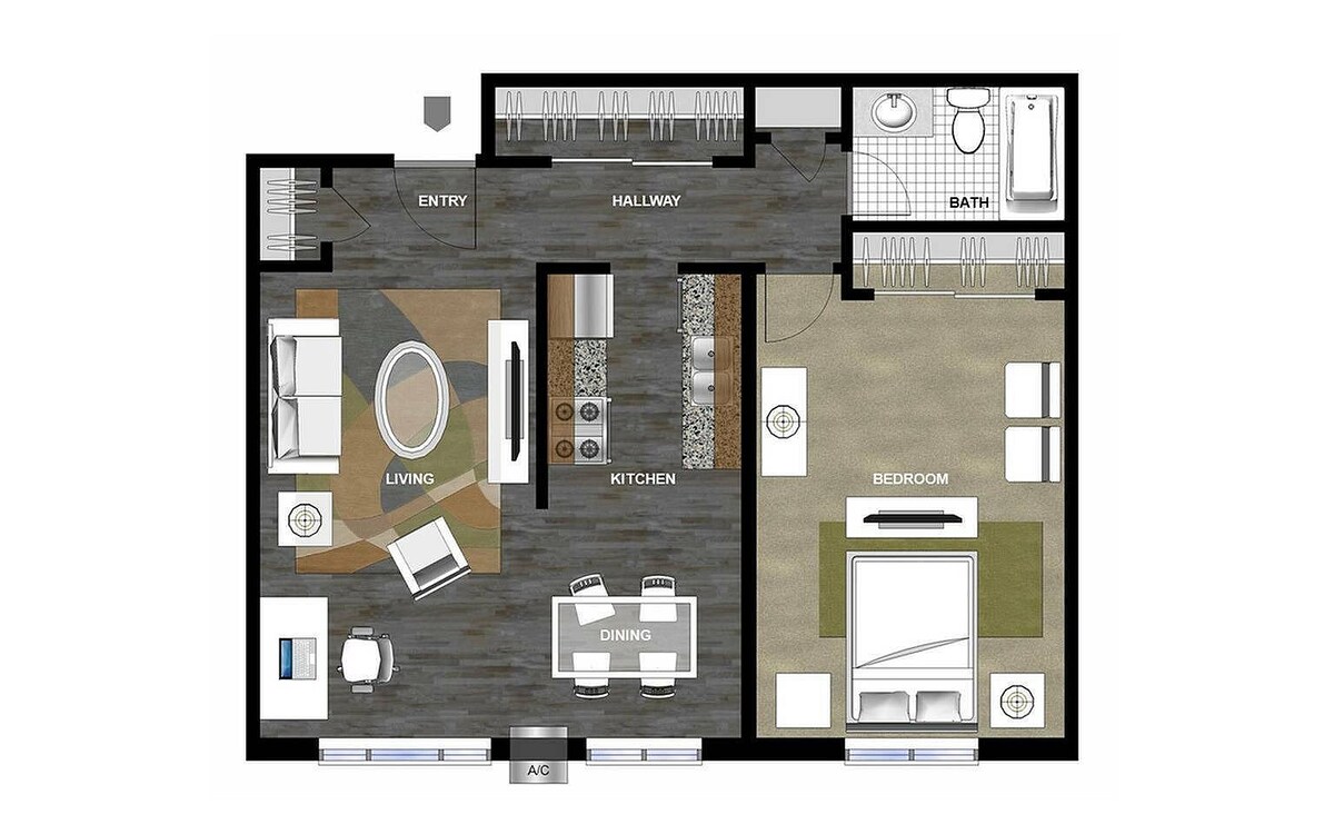 Floorplan diagram for The Tonka, showing 1 bedroom