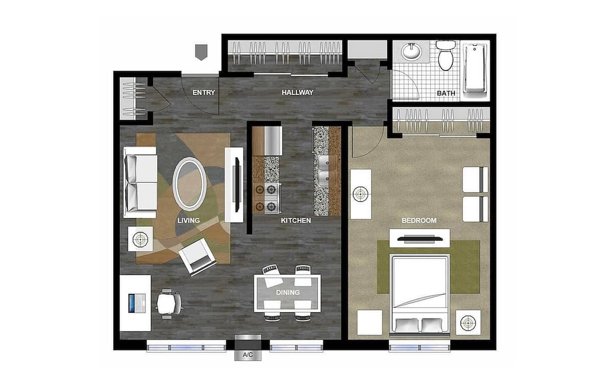Floorplan diagram for The Tonka, showing 1 bedroom