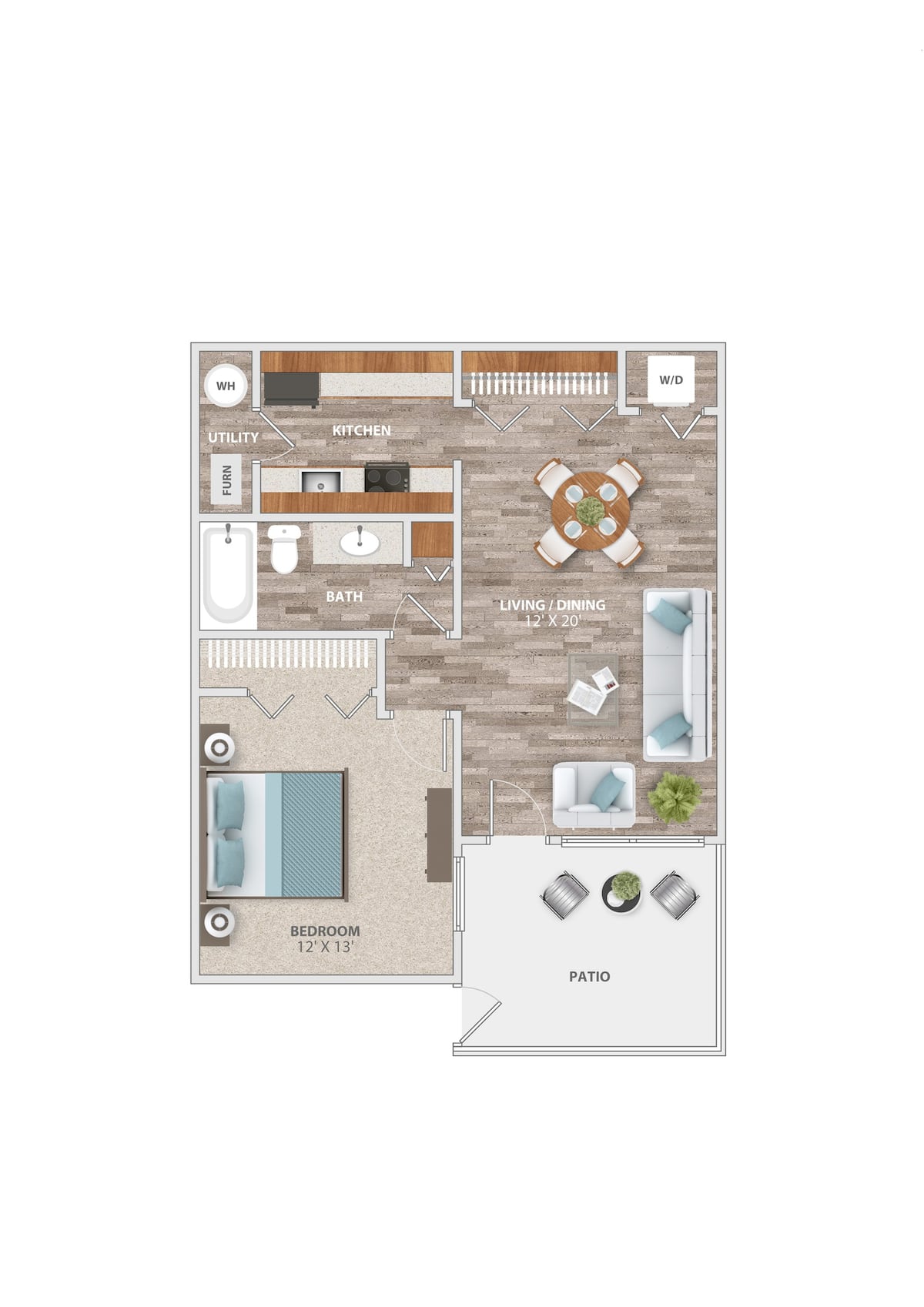 Floorplan diagram for The Creve Coeur, showing 1 bedroom