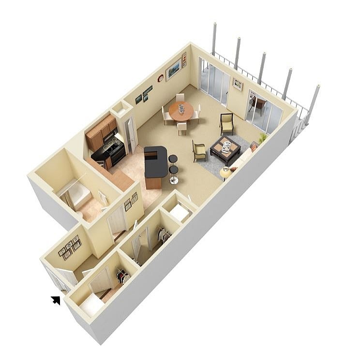 Floorplan diagram for Sapphire, showing 1 bedroom