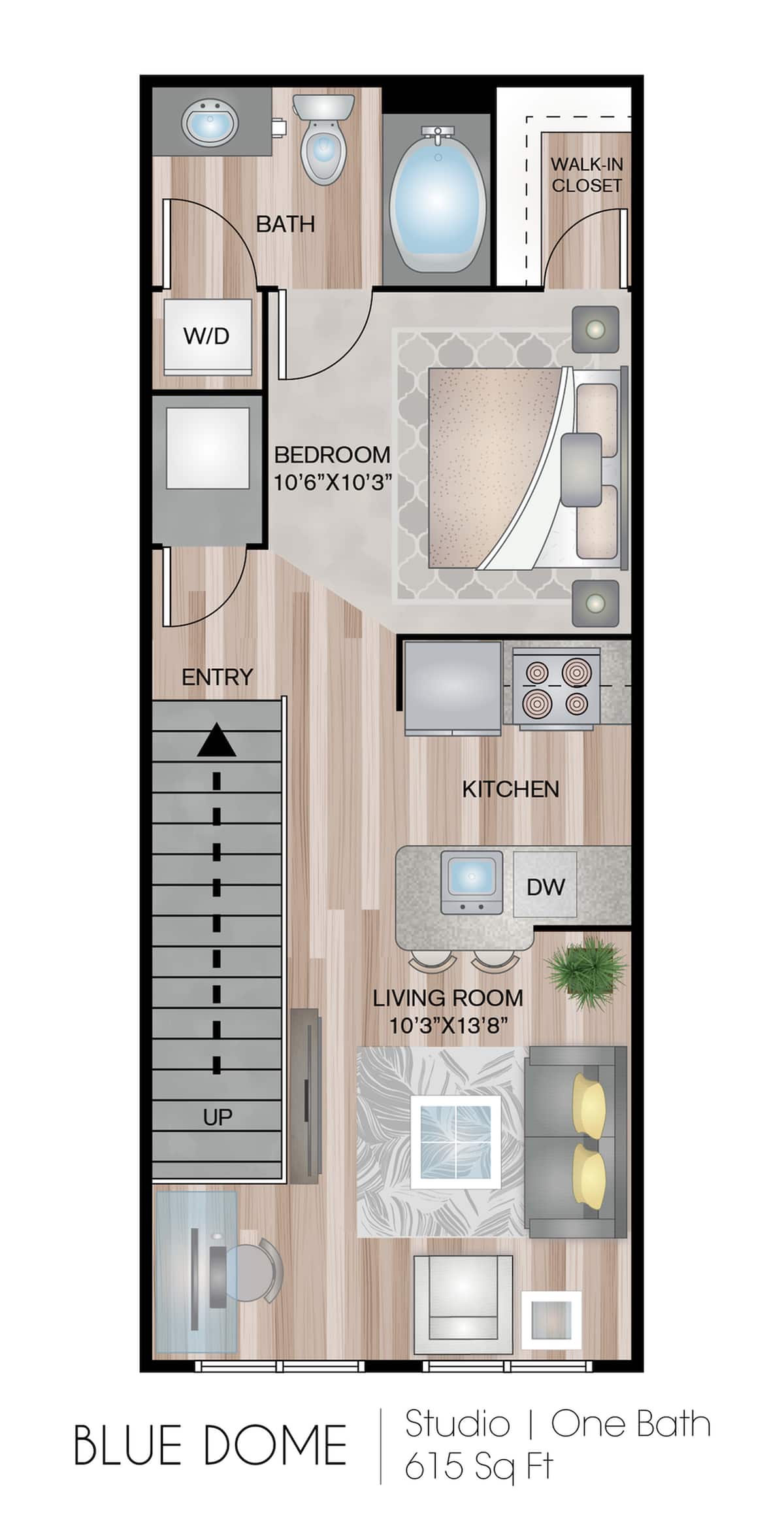 Floorplan diagram for Blue Dome, showing Studio