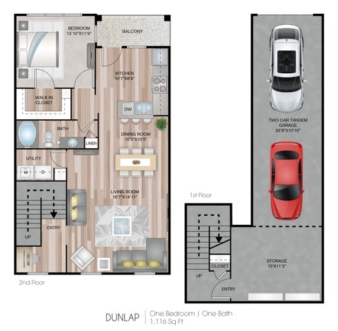 Floorplan diagram for Dunlap, showing 1 bedroom