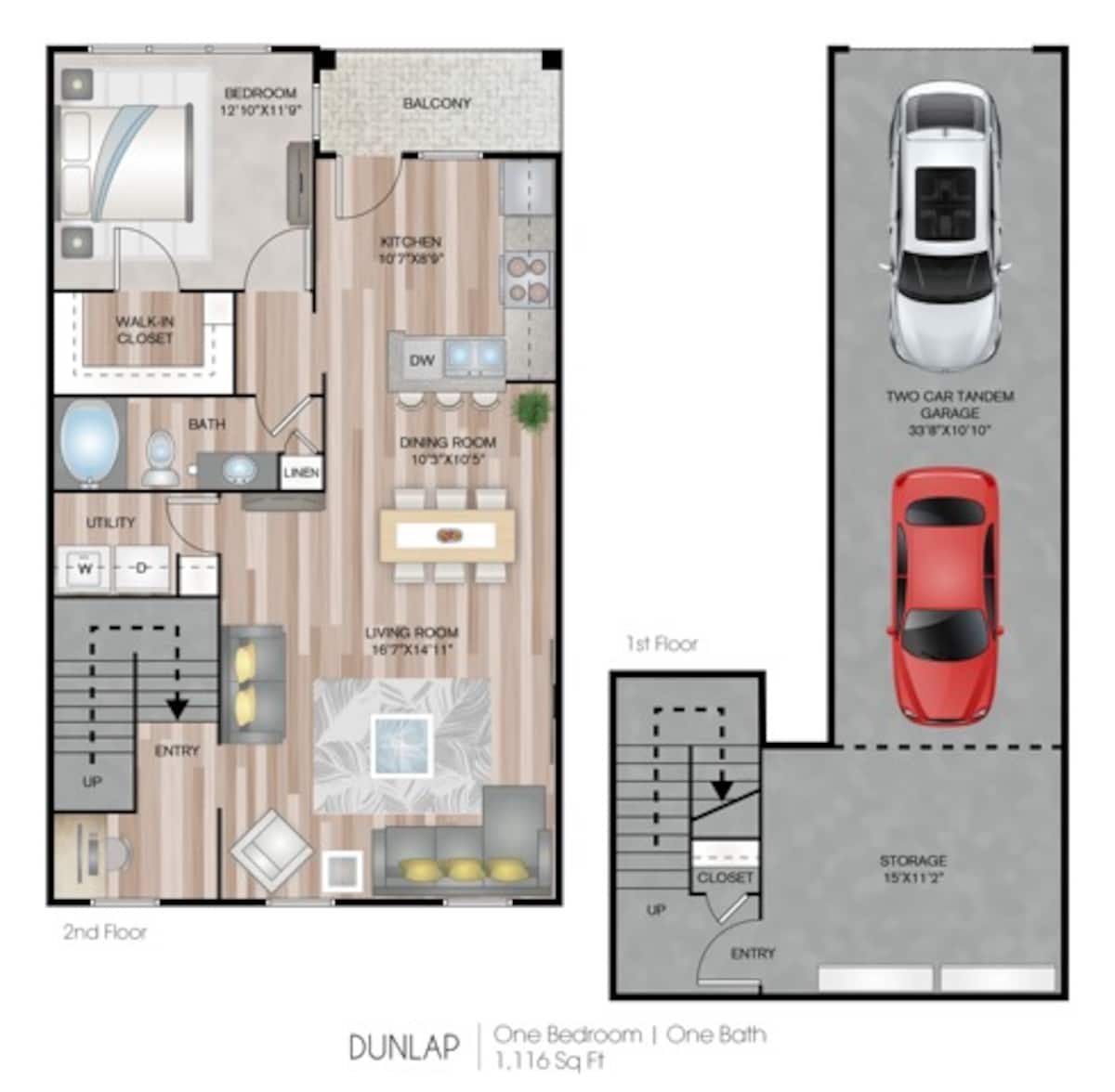 Floorplan diagram for Dunlap, showing 1 bedroom