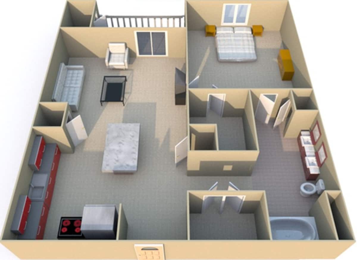 Floorplan diagram for West Wind, showing 1 bedroom
