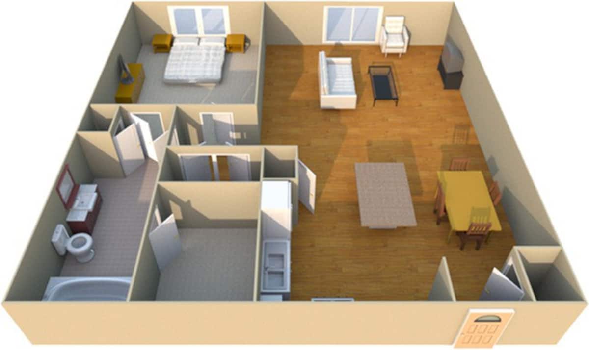 Floorplan diagram for West Chase Lofts, showing 1 bedroom