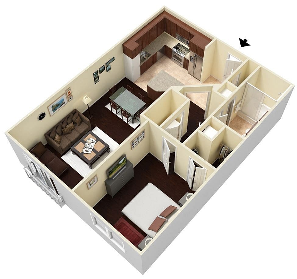 Floorplan diagram for Inwood I Midrise, showing 1 bedroom