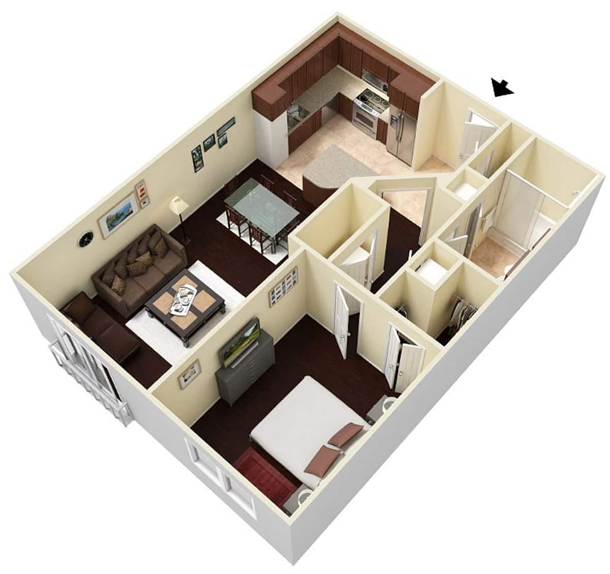 Floorplan diagram for Inwood I Midrise, showing 1 bedroom