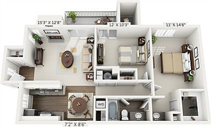Floorplan diagram for Birchwood Premium Plus, showing 2 bedroom