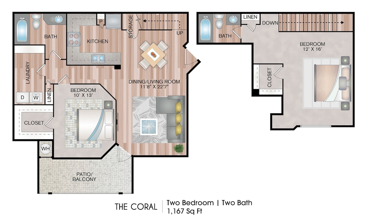 Planimetria per The Coral - Premium Plus Townhome, che mostra 2 camera da letto
