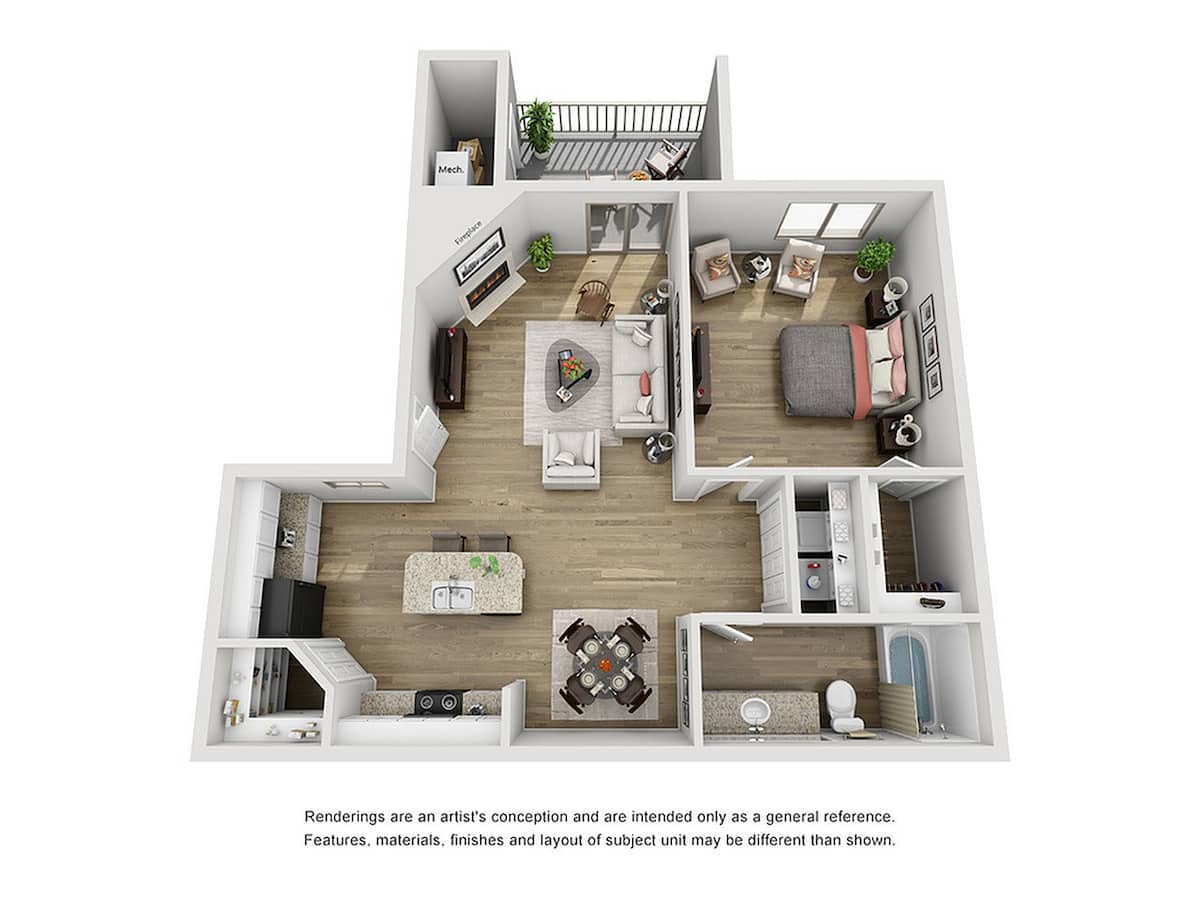 Floorplan diagram for Desert Willow, showing 1 bedroom
