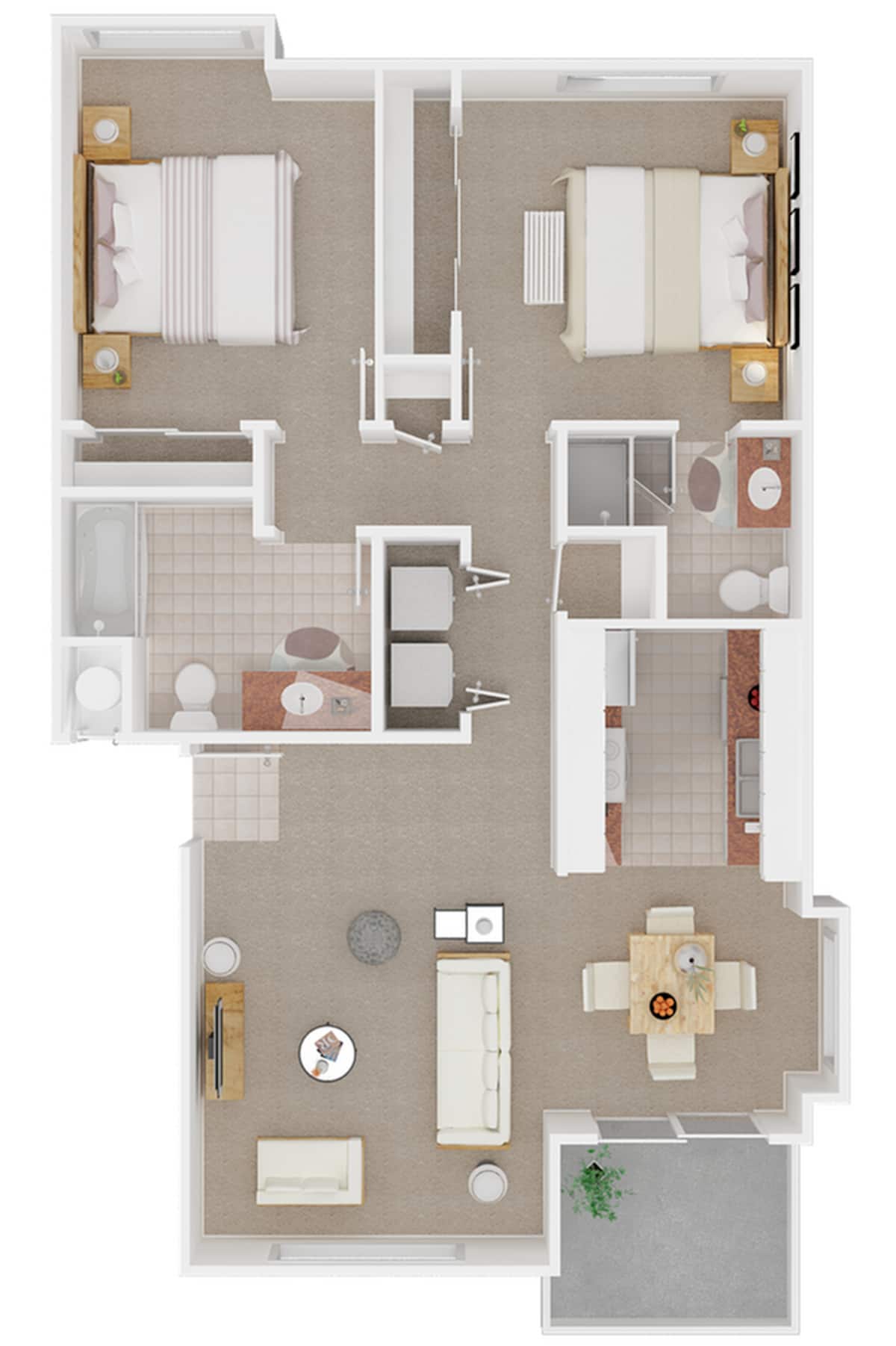 Floorplan diagram for Hampton, showing 2 bedroom