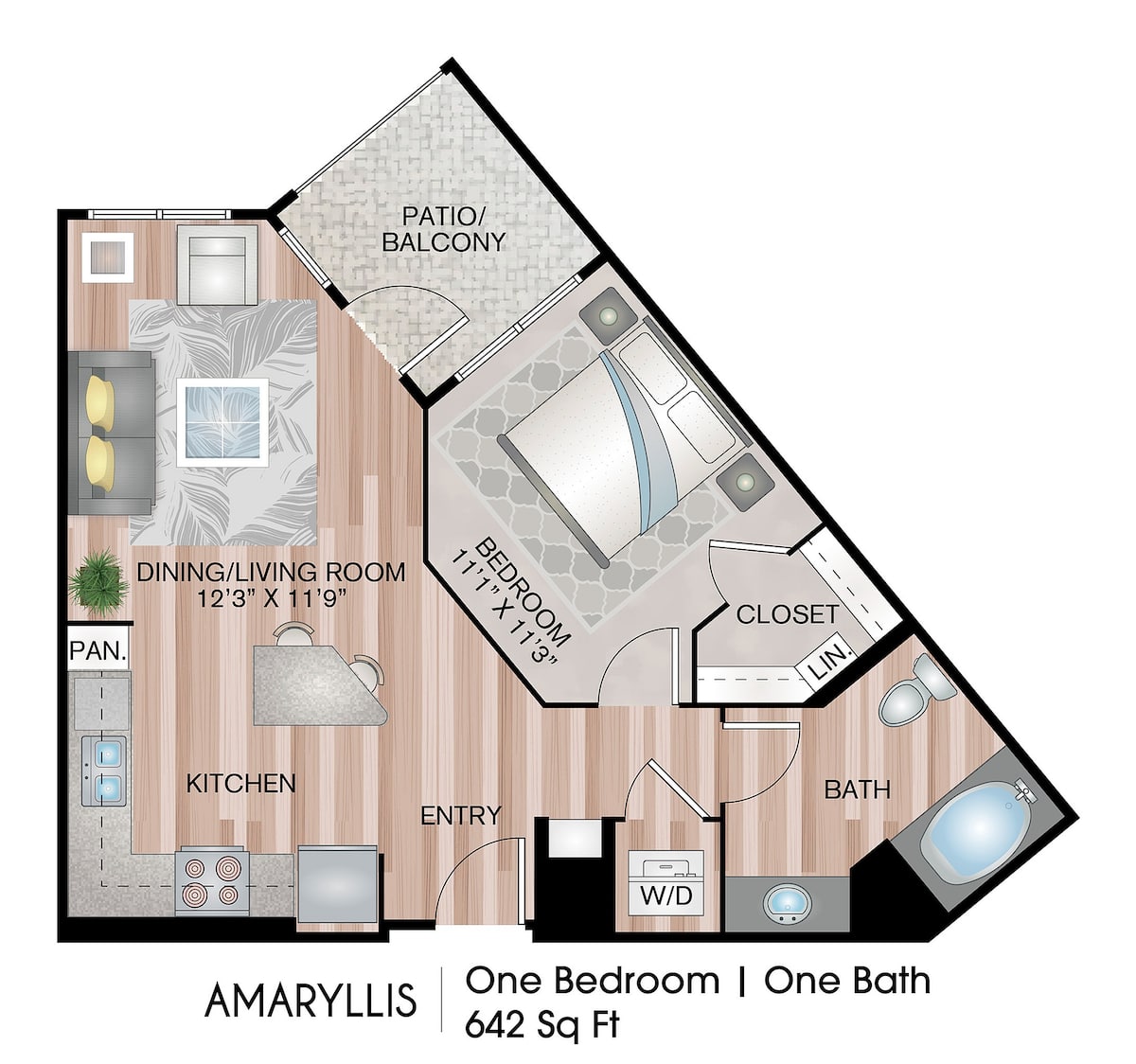 Floorplan diagram for Amaryllis, showing 1 bedroom