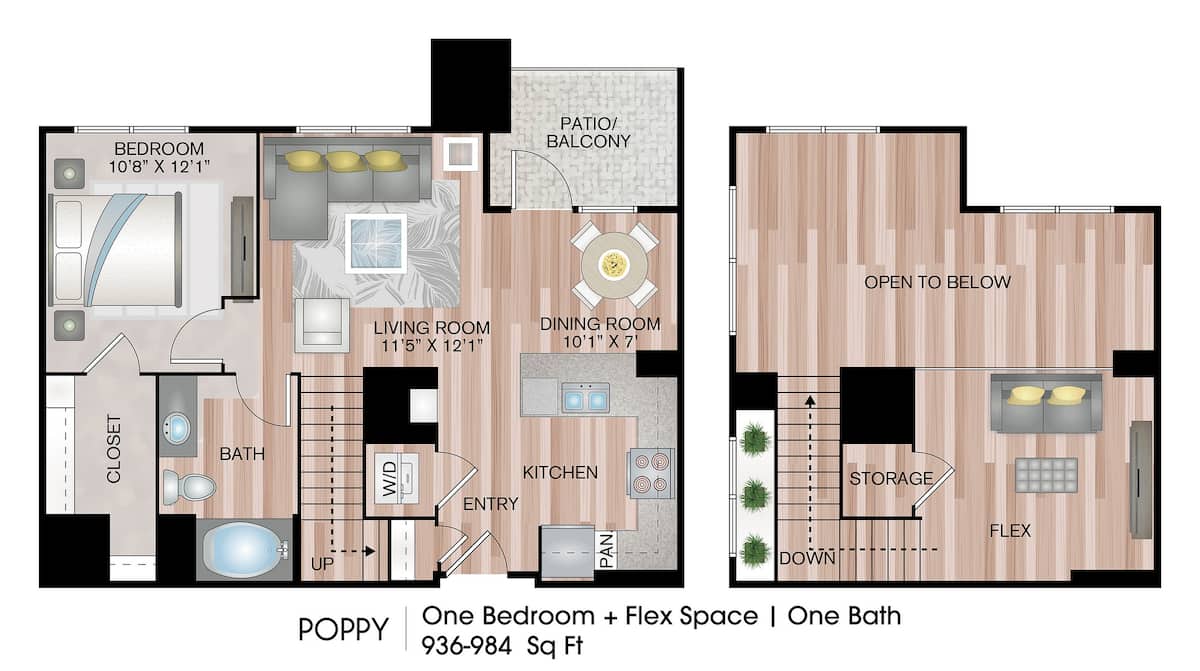Floorplan diagram for Poppy Loft, showing 1 bedroom