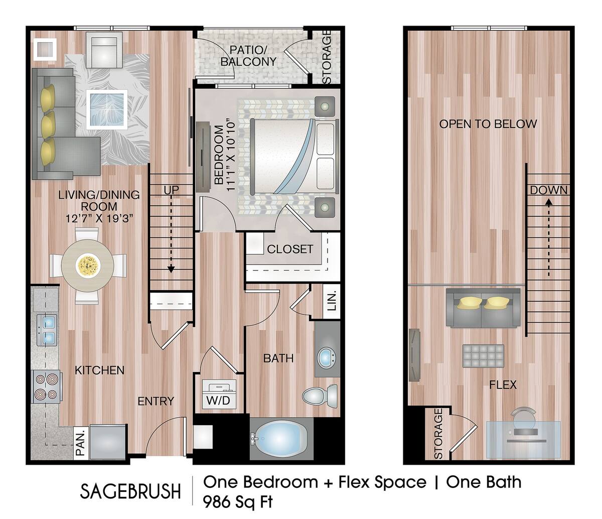 Floorplan diagram for Sagebrush Loft, showing 1 bedroom
