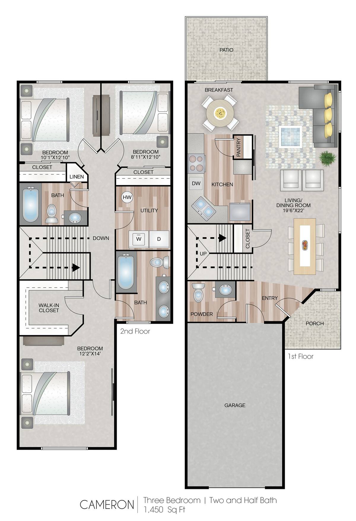 Floorplan diagram for Cameron, showing 3 bedroom