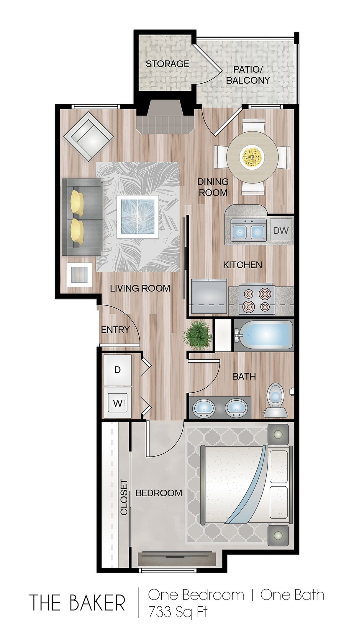 Plano de The Baker, que muestra 1 dormitorio