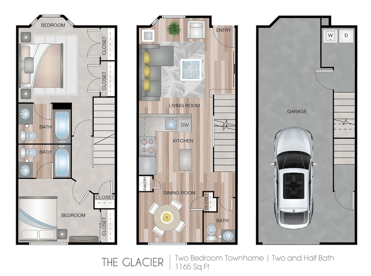 Floorplan diagram for The Glacier, showing 2 bedroom