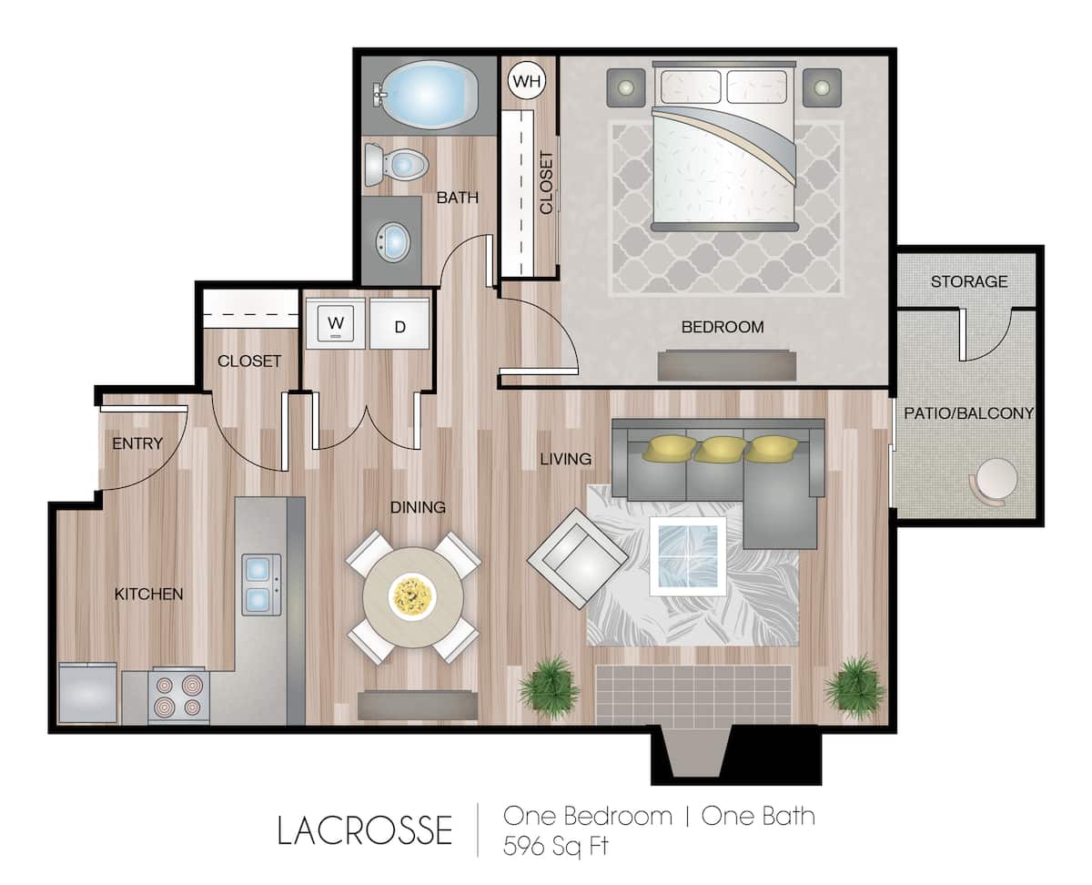 Floorplan diagram for LaCrosse, showing 1 bedroom