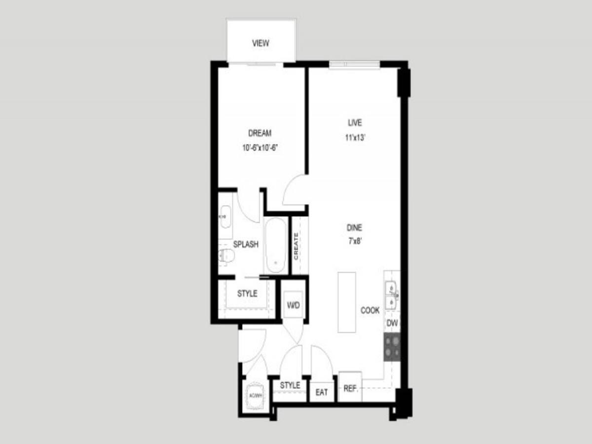 Floorplan diagram for The Tower, showing 1 bedroom