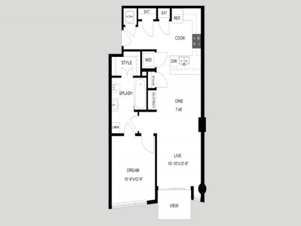 Floorplan diagram for The Colorado, showing 1 bedroom