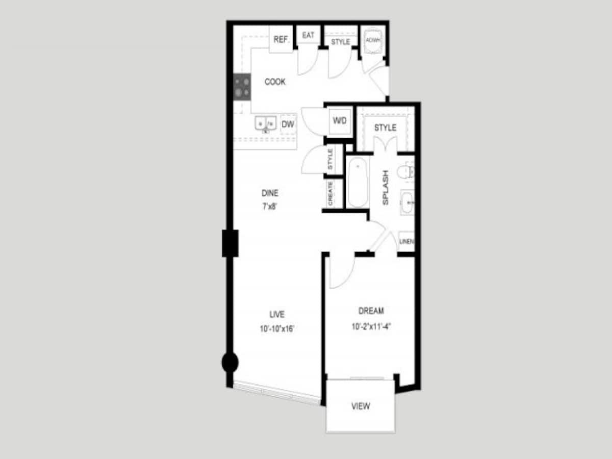 Floorplan diagram for The Lady Bird, showing 1 bedroom