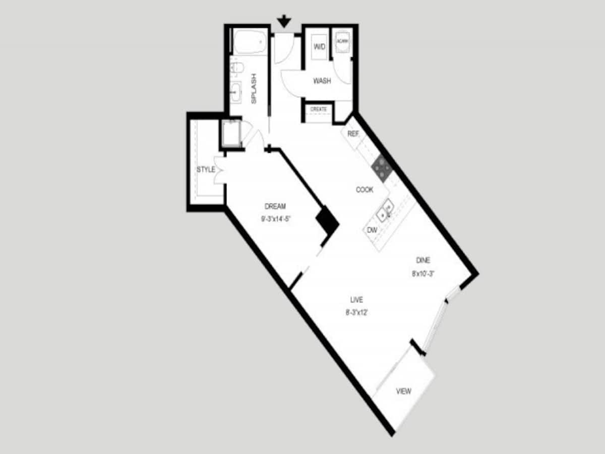Floorplan diagram for The Frost, showing 1 bedroom