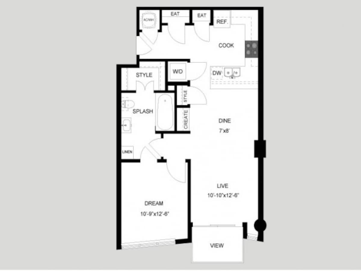 Floorplan diagram for The Colorado - Terrace, showing 1 bedroom