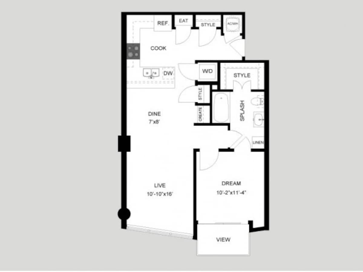Floorplan diagram for The Lady Bird - Terrace, showing 1 bedroom