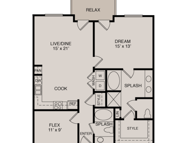 Floorplan diagram for A5 1-2 Study, showing 1 bedroom